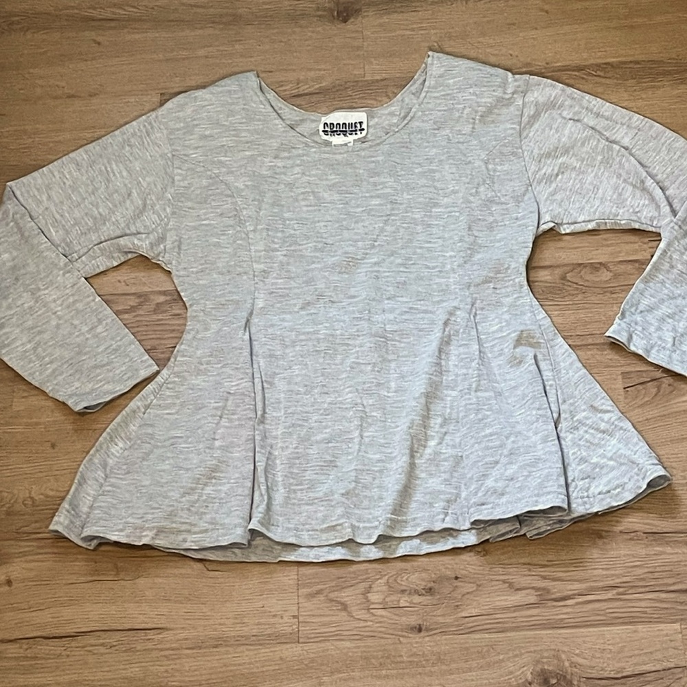 Light grey vintage coquette peplum top